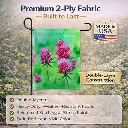 Caroline's Treasures Vermont Red Clover in Watercolor Garden Flag Mailbox Flag Decorative Yard Flag Banner Outside Patio Artwork Yard Flower Beds, Garden Size, Multicolor