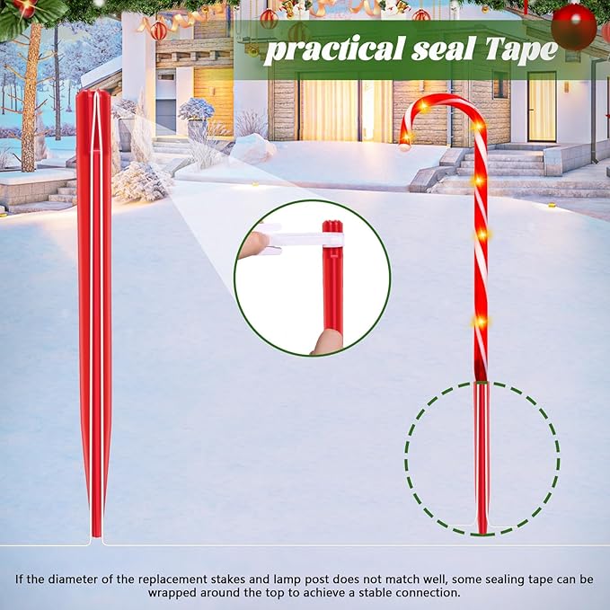 20PCS Replacement Stakes for Christmas Candy Cane Lights Outdoor,Plastic Light Stakes,Used to Maintain Candy Cane Pathway Lights,0.61X9 Inches(Red)