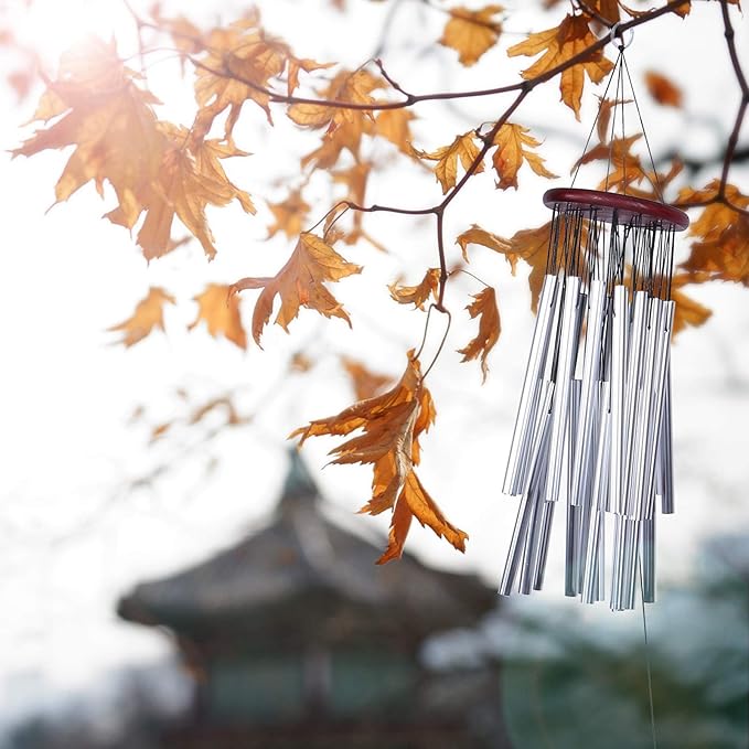 Large Aluminum Wind Chime Tubes, 27 Tubes Wind Chimes Hanging Bell Garden Decoration for Outdoor Living Yard Garden 34.6in