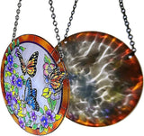 Butterfly Stained Glass Suncather Window Hangings, Colorful Flower Suncatchers 6 inch Colorful Glass Panel Sun Catchers Pretty Gifts, Decoration for Home Garden Christmas Party Wedding