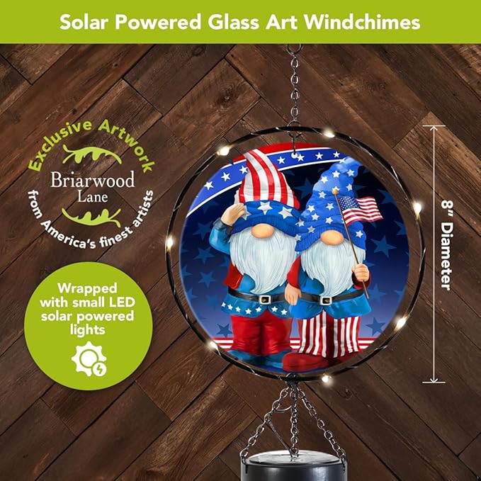 Briarwood Lane Patriotic Gnomes Illuminated Wind Chime