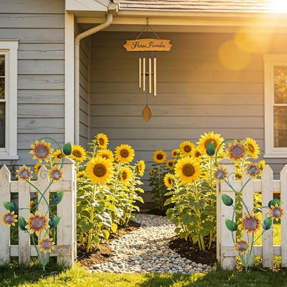 YEAHOME Garden Decor for Outside, 2 Pack 37“ Metal Sunflowers Garden Stakes, Spring Wall Decor, Yellow Look & Personalities Flowers Yard Art for Outdoor Lawn Backyard Porch Patio Home Decorations