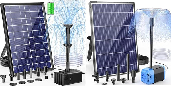 POPOSOAP 8W Solar Fountain Pump with 3000mAh Battery Backup & 12W Solar Fountain Pump for Fish Pond, Wildlife Garden, Ponds, Waterfall, Hydroponics
