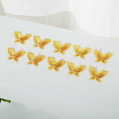 10pcs Gold Butterfly Metal Hanging Suncatcher Parts Window Pendant DIY Ornament Hand-Crafts Gifts