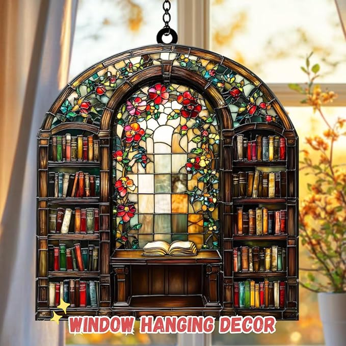 Raven Reflection Acrylic Suncatcher, Gothic Crow Window Hanging for Halloween and Dark Academia Decor
