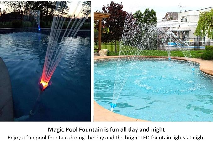 Water Powered Swimming Accessory Sprinkler Aerates with Color Changing LED Light Bulb for Use with 1.5 Inch Outlets (3 Pack)