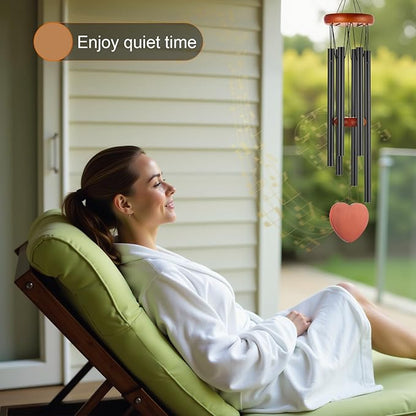 Wind Chimes for Outside – 25.5" Aluminum Windchimes Outdoors for Garden, Patio Decor, Memorial Gifts for Mom, Sympathy Gift for Loss of Loved One, Sister Gifts for Birthdays, Mother's Day(Black)