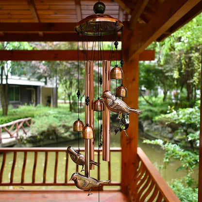 Maydahui Bird Retro Metal Wind Chime (34 Inch H) Memorial Wind Bell Animal Windchime with S Shaped Hook for Indoor and Outdoor Decor Festival Garden Party