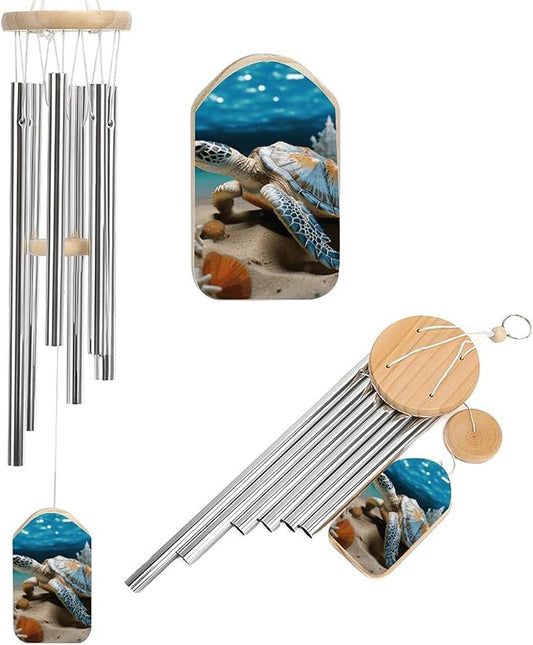 Large Aluminium Wind Chimes 20.5" Inches Sea Conch Shell Starfish Turtle Wind Chimes for Outside Memorial Wind Chimes Sympathy Wind Chime for Outdoor Garden Patio Decoration