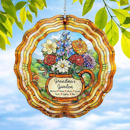 Personalized Mother's Day Wind Spinner for Mom Grandma, Mama Grandma Gifts Mothers Day Christmas, Floral Garden Decor Gift, Outdoor Yard Hanging Ornament 5