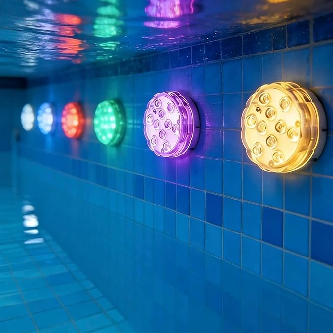 Submersible Led Battery Operated Spot Lights with Remote, Multi Color Changing Waterproof Light, 16 Colors 4 Modes Battery, for Pool, Pond, Party