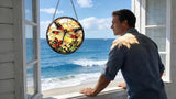Stained Glass Window Hanging - A Dragonfly is Docked in The Garden 6.3 Inches Suncatcher for Garden Home Decor for Women Mon Grandma Friends