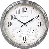 18 Inch Outdoor Clocks for Patio Large Waterproof with Thermometer, Large Wall Clock with Temperature and Humidity Combo,Weatherproof for Pool Decor,Galvanized Finish