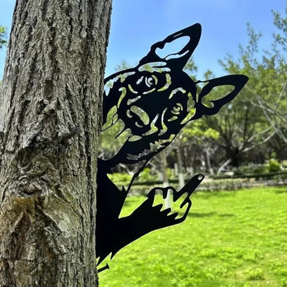 Funny Peeking Squirrel Metal Sign, Middle Finger Garden Yard Art Decor, Rustic Animal Wall Ornament for Tree, Fence, Outdoor Farmhouse, Bigfoot Gag Gift (#Fox, 15")