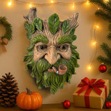 Whimsical Tree Face Garden Statues Outdoor Decor – Funny Old Man Tree Hugger Wall Sculpture with Pipe, Fairy Art Fence Hanging Resin Ornament, Outdoor Wall Mounted Sculpture for Patio Lawn & Home