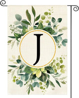 AVOIN colorlife Monogram Letter J Floral Garden Flag 12x18 Inch Double Sided Outside, Family Last Name Initial Yard Outdoor Decoration