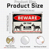 Beware Of The Dog Bull Terrier Sign Aluminum Metal Tin Signs Outdoor Yard Sign Warning Sign For Fence Yard Home Kitchen Farm Garden Wall Decor 8x12 Inch