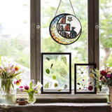 Cat Suncatcher - Sun Catchers Indoor Window, Celestial Stained Glass Window Hanging Decor with Star & Bookshelf Design, Pet Memorial Gift for Cat Lovers, Grieving Pet Owners, or Gothic Home Aesthetic