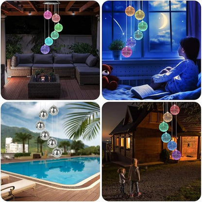 Idefair Solar Wind Chimes, Mobile Hanging LED Light Color Changing Wind Chime Birthday Gift for Mom Mother Laddies and Garden Patio Yard Decoration (Ball)