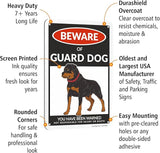 SmartSign Beware Of Guard Dog Warning Sign - 10"x7", 40 mil Laminated Rust-free Aluminum - Funny Metal Signs for Entrances, Outdoors, Patio, Gifts, Cafe - Guard Dog Theme, Made in USA