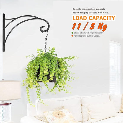 Hanging Plant Brackets, Pack of 2 Iron Hanging Basket Bracket Durable Weather-Resistant Outdoor Plant Hooks for Hanging Plant Lantern Windchime Birdhouse Metal Sign Fruit Bracket, Screw Included