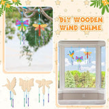 Leinuosen 30 Pcs Wind Chime Kit Hummingbird Wooden Wind Chimes Decorative Butterfly Windchimes Hanging Dragonfly DIY Crafts for Indoor Outdoor Garden Home Patio Party Crafts Decorations