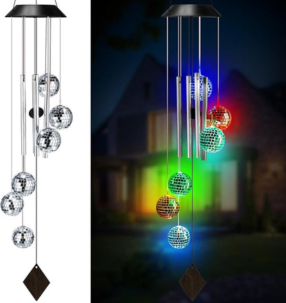 Novabright Solar Moroccan Ball Gifts Solar Color Changing Wind Chimes Outdoor Hanging Decorative Mobile Lights or Garden Yard Patio Window Party Easter Decor