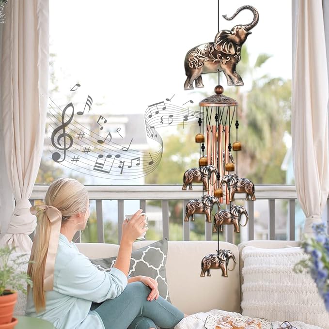 Wind Chimes for Outside,Elephant Gifts for Women, Elephants Decor,Birthday Gift for Mom Grandma, Windchimes Clearance Outdoor,Garden Patio Yard Decorations