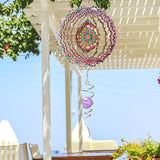 Goolyrusim Wind Spinner Mandala Blossom 3D Kinetic Wind Spinners Outdoor Laser Cut Stainless Steel Metal Art Hanging Wind Sculpture Mandala Garden Decoration Yard Art Decor Ornament Housewarming GIF