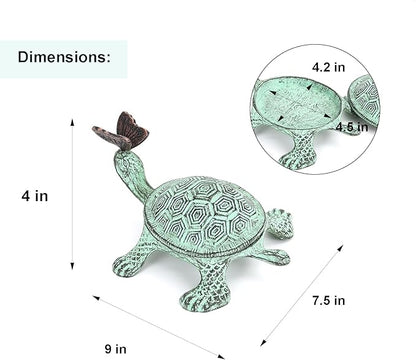 9”L Cast Iron Turtle Key Hider ，Hidden Key Holder for Outside ，Outdoor Hidden Key Holder