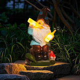 DKJOCKY Gnome Garden Decor Statue with Solar Light Lantern,Birthday Gifts for Women Mom Grandma,Funny Waterproof Resin Figurine Outdoor Decorations for Yard Patio Lawn Balcony Porch