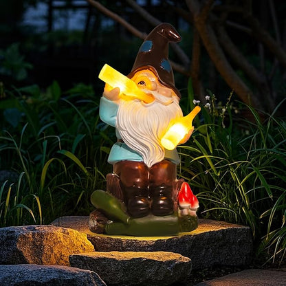 DKJOCKY Gnome Garden Decor Statue with Solar Light Lantern,Birthday Gifts for Women Mom Grandma,Funny Waterproof Resin Figurine Outdoor Decorations for Yard Patio Lawn Balcony Porch