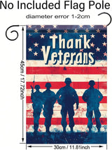 Spring Summer Garden Flag 12x18 Inch Thank Veterans Patriotic American Outdoor Military Silhouette Tribute Design Outdoor Yard Porch Lawn for Seasonal Americana Home Decor