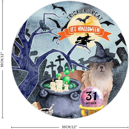 Retro Metal Sign 12"x12",Happy Halloween Scary Night Grave Witch Bats Trick Or Treat Dog Aluminum Tin Metal Sign for Home Living Room Bedroom Garden Farm Patio Decor Wall Art Poster
