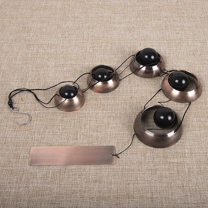 JIANWEI Bell Wind Chimes Temple Wind Bell, Vintage Copper Bell, Feng Shui Wind Chimes with 5 Bells, Memorial Wind Chime for Home Yard Balcony Window Outdoor(Bronze)