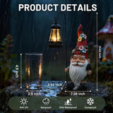 Garden Gnomes Statue with Solar Lantern, Outdoor Gnome Decorations for Yard, Outdoor Figurine Ornament with LED Lights for Patio Lawn, Valentine's Day Birthday Gift for Women Mom Grandma