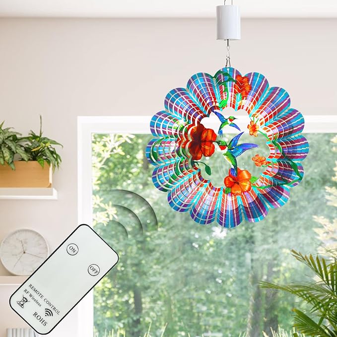 Battery Operated Disco Ball Motor with Remote, Hanging for Mirror Ball, Wind Spinner, Windchime, Suncatcher, Outdoor/Garden/Christmas Decoration, 10 RPM