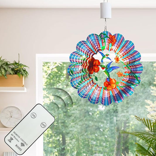 Wind Spinner Motor with Remote | Hanging Display for Wind Chimes, Windcatcher, Suncatcher, Garden Decor, Christmas Ornament, Disco Ball, 20 RPM