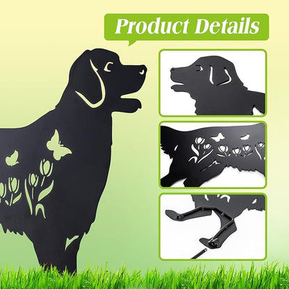 Golden Retriever Metal Garden Stakes Decorative Dog Gifts for Women/Men/Dog Lovers Gifts,Black Silhouette Statues for Yard Art,Outdoor Decor,Outside,Patio,Lawn Ornaments,Garden Decorations