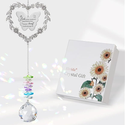 Sympathy Gift for Lose of Loved Ones, Grief Memorial Suncatcher Ornament for Loss of Mom Dad, Bereavement Crystal Rainbow Maker, Unique Heart Shaped Hanging Decorations for Daily Remembrance