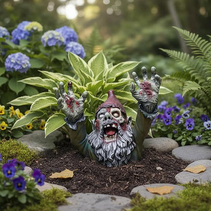 Garden Gnomes Decor, 4 Inch Scary Gnome for Patio Halloween Decoration, Garden Sculptures, Resin Yard Figurine for Garden Patio Lawn, Ornament for Mini Gift, Festive Decorations