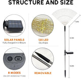 Solar Garden Lights for Outdoor Decor, Waterproof 2 Pack Solar Powered Firework Stake 120 LED Sparklers String Lights for Yard Pathway 4th of July Decorations(Colorful)