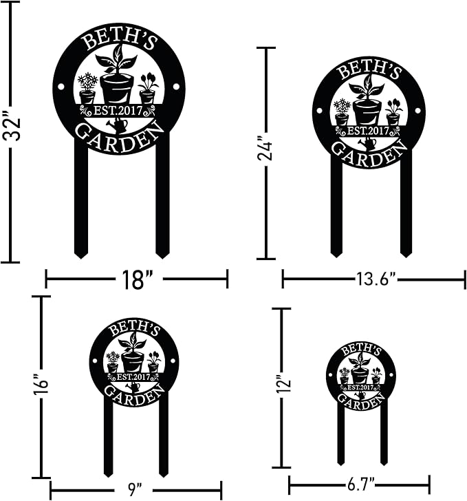Personalized Metal Garden Sign with Stakes, Custom Garden Name Sign for Outdoor, Patio Decorations, Yard Sign, Custom Lawn Decor, Gift for Mom, Large Gardener Family Name Sign, Housewarming Gift