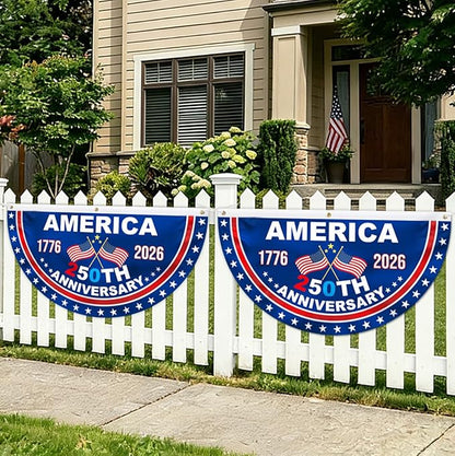 USA 250th Anniversary Flag Bunting, 2 Pcs 1.5 x 3 FT 1776-2026 250 Year American Patriotic Banner, 4th of July Party Decorations, Indoor Outdoor Hanging Decor, American Independence Decor