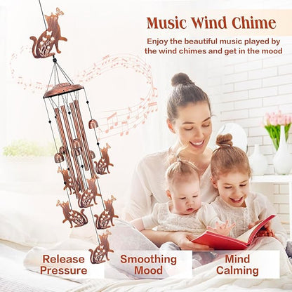Cat Wind Chimes for Outside,Cat Gifts for Women Men/Memorial Gift/Birthday Gifts/Metal windchimes Outdoors/Indoors,Garden Decor,Patio,Home,Porch,Yard Decorations