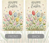 Happy Easter Flower Garden Flag Boho Easter Eggs Garden Flag Decor Spring Double Sided House Flag for Outside Yard Decorations 12×18 Inch