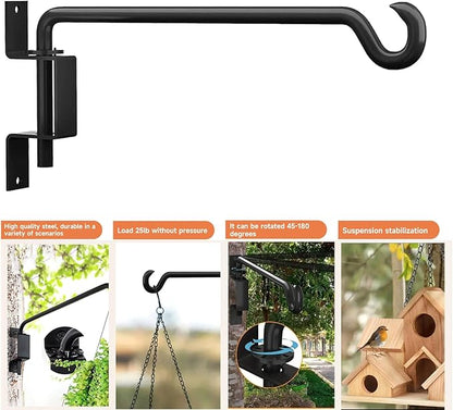 2 Pack 11.5 inch Swivel Plant Hanger Hook Indoor Outdoor, Rotatable Plant Wall Hooks, Hanging Brackets for Hanging Flower Basket, Bird Feeder, Wind Chimes