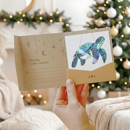 Sea Turtle Acrylic Suncatcher, Boho Suncatchers for Window Hanging Ornament, Stained Glass Effect Art Garden Decor for Sea Turtle Ocean Lover, Gifts for Mother's Day, Mom, Grandma, Wife, Women, Nana