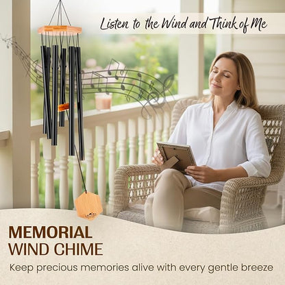 UpBlend Deep Tone Wind Chime – Outdoor Sympathy & Memorial Gift for The Loss of a Loved One, Memorial Wind Chimes, Thoughtful Sympathy Gift for Bereavement and Remembrance. 29" Black
