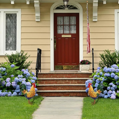 Metal Rooster Yard Decor,16 in Outdoor Chicken Statue Decoration for Patio Lawn Garden,3D Rooster Garden Statues,Chicken Yard Art Sculpture Outdoor Figurines,Metal Chicken Decor,1 Pcs (Gold)